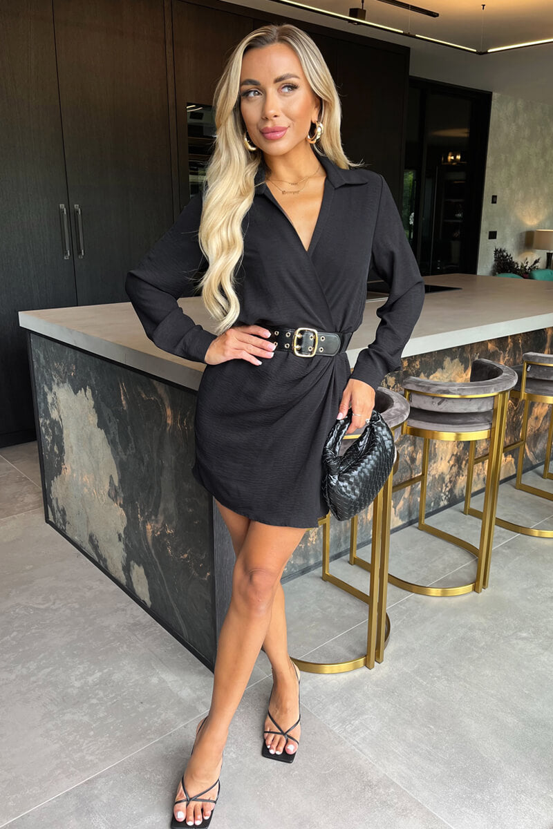 belted mini dress long sleeve Diane Mini Dress