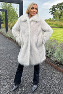 Cream Tipped Faux Fur Long Jacket