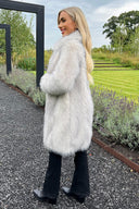 Cream Tipped Faux Fur Long Jacket