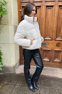 Cream Teddy Panelled Short Coat