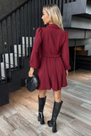 Wine Long Sleeve Mini Skater Dress