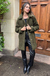 Khaki Longline Teddy Coat