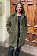 Khaki Longline Teddy Coat