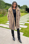 Brown Faux Fur Long Jacket