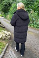 Black Teddy Panelled Long Coat