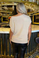 Champagne Sparkle Asymmetric Draped Top