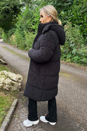 Black Teddy Panelled Long Coat