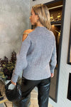 Mid- Grey Cut Out Shoulder Chain Detail Knit Jumper