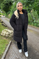 Black Teddy Panelled Long Coat