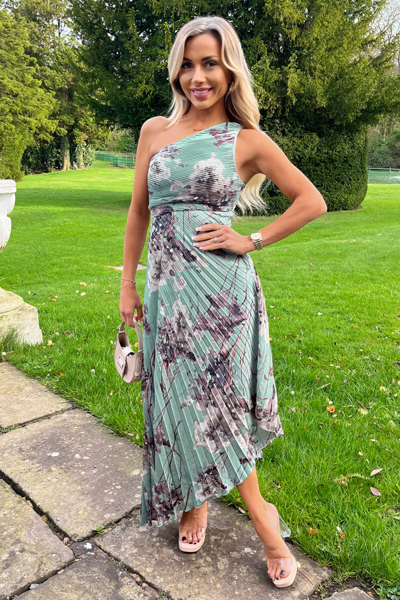duck egg maxi dress Sustainable Printed Flutter Sleeve Maxi Dress - Duck Egg