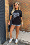 Black Graphic Grey Denim Print T-Shirt