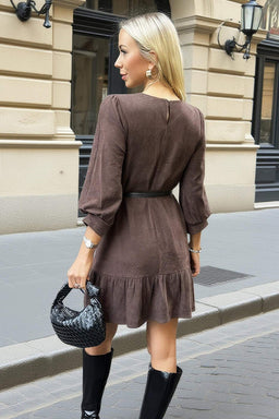 1754577828_Chocolate-Faux-Suede-3-4-Sleeve-Frill-Hem-Belted-Mini-Dress-5.jpg