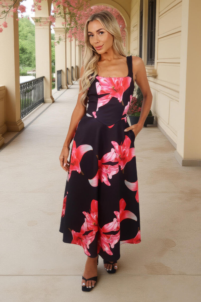 1764692433_Black-And-Cerise-Floral-Print-Square-Neck-A-line-Midi-Dress-1.jpg