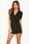 Black Spotty Wrap Playsuit