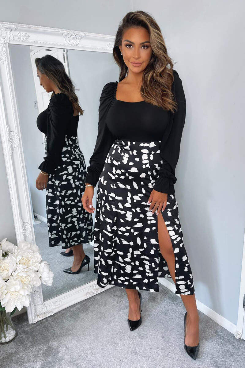 2 in 1 midi dress Black And White Square Neck 2 in 1 Midi Dress – AX Paris US