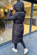 Black Belted Long Puffer Coat