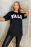 Black Printed YALE Oversized Tee