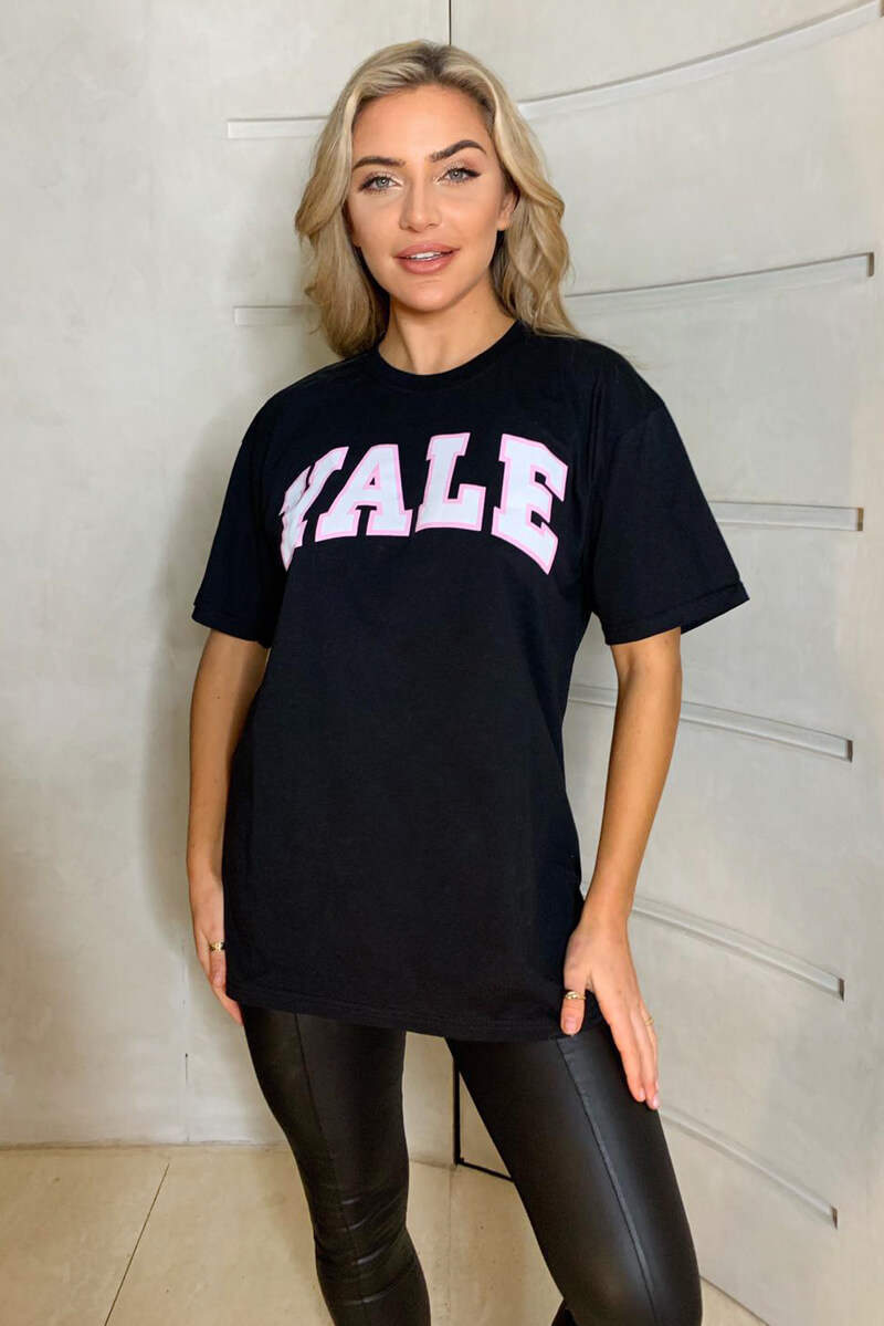 Black Printed YALE Oversized Tee