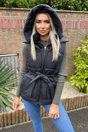 Black Tie Waist Hooded Gilet