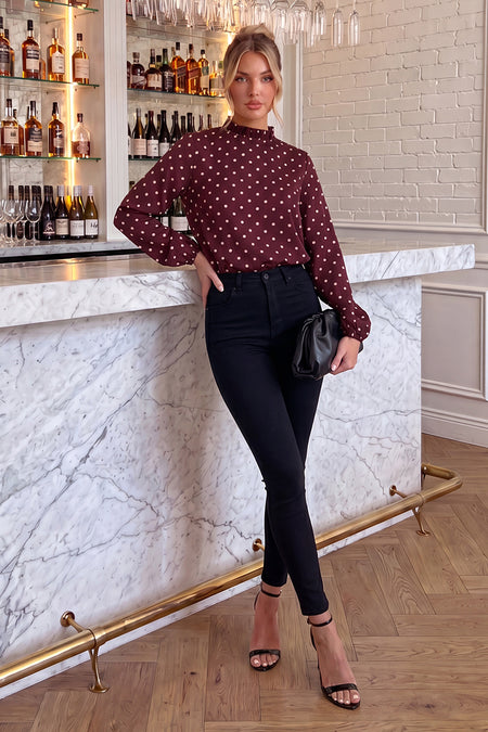 Burgundy-Polka-Dot-Print-Long-Sleeve-Ruffle-Neck-Top-2.jpg