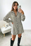 Cream Animal Printed Button up Shirt Dress