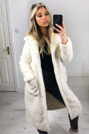 Cream Midi Teddy Coat