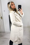 Cream Midi Teddy Coat