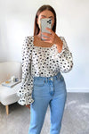 Cream Square Neck Printed Top