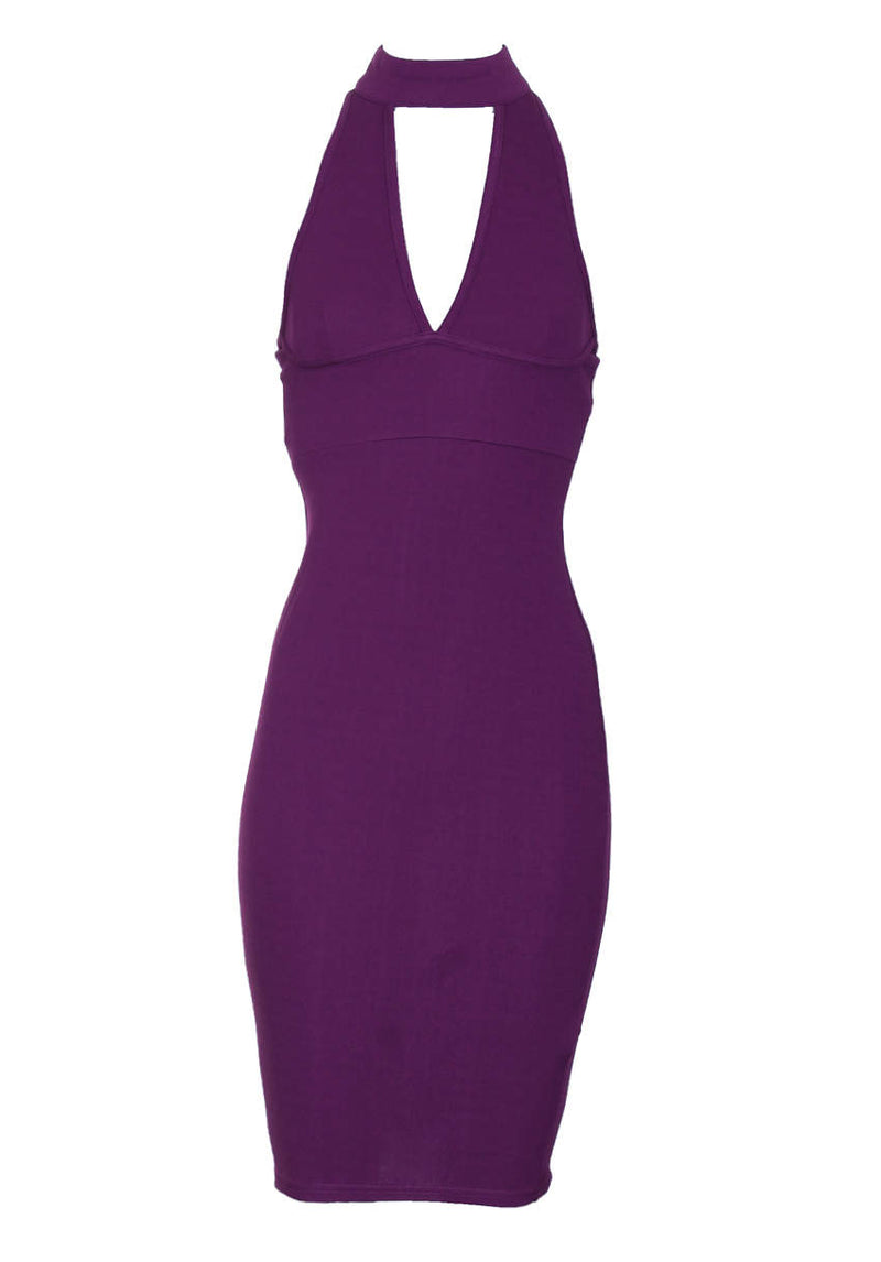 Plum Halter Cut Out Midi Dress AX Paris US