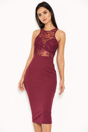 Plum Midi Dress With Lace Top