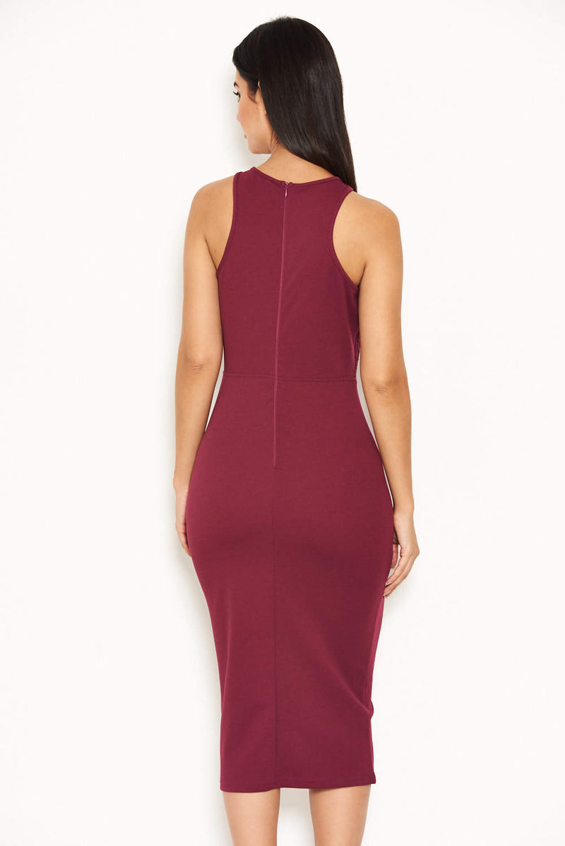 Plum Midi Dress With Lace Top