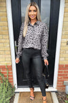 Grey Animal Print Long Sleeved Shirt