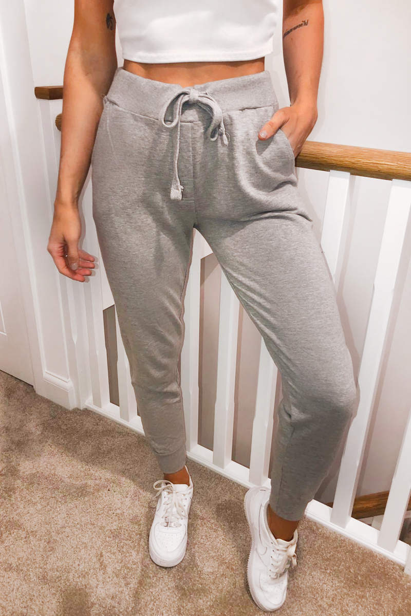 Grey Basic Drawstring Joggers