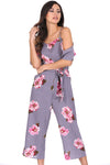 Grey Floral Culotte Jumpsuit