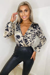 Multi Animal Printed Wrap Bodysuit