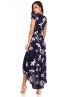 Navy Floral Maxi Wrap Dress