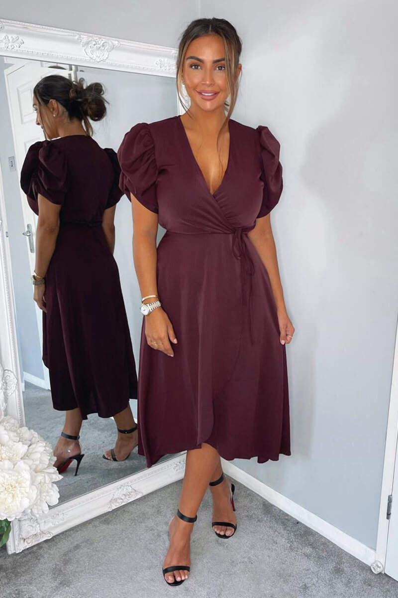 Puff Sleeve Ax Paris Burgundy Dress Shop Axel Burgundy Plum Puff