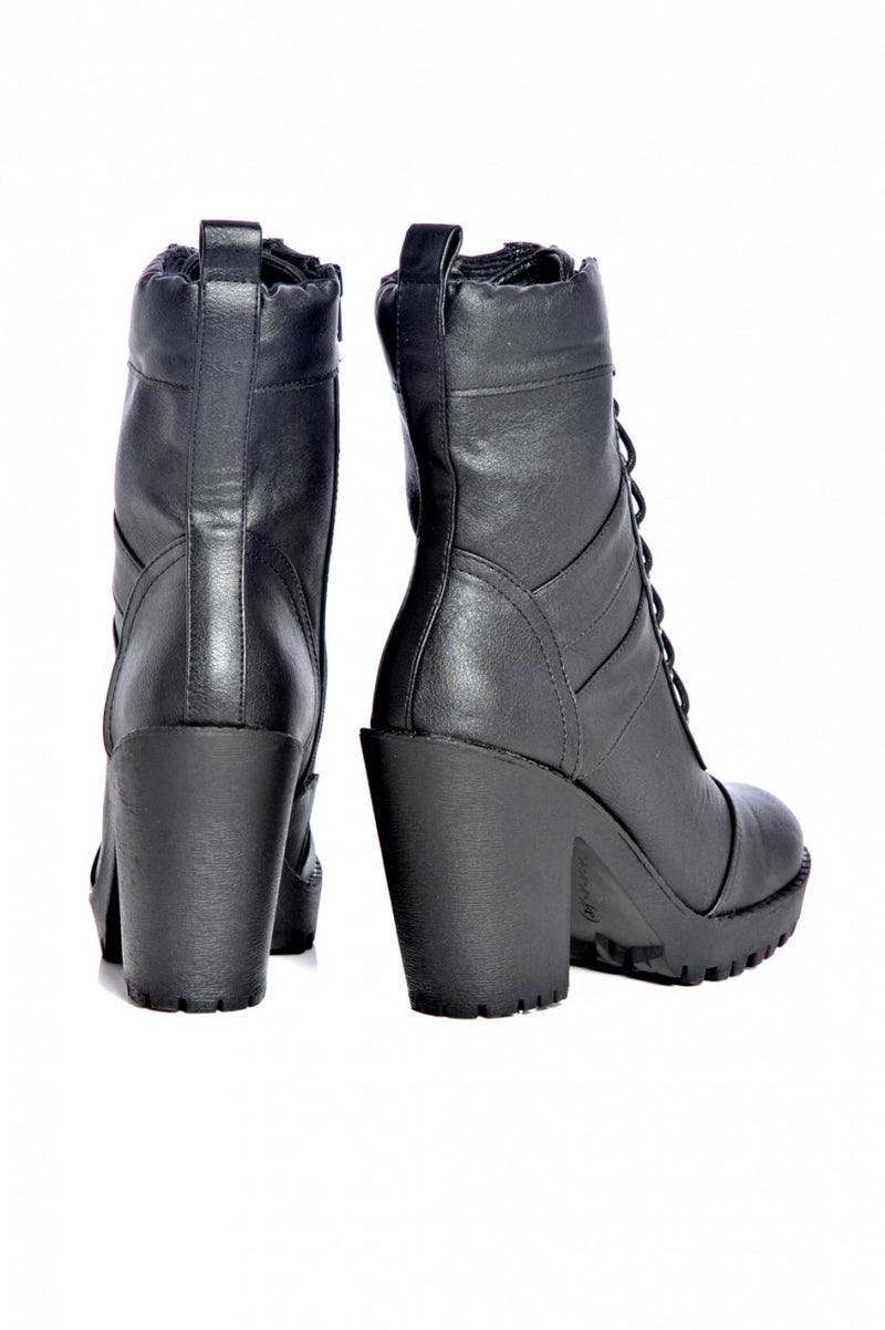 Heeled Lace Up Front Boot