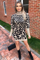 Stone Animal Print Knitted Dress