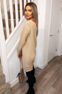 Stone Off The Shoulder Knitted Dress