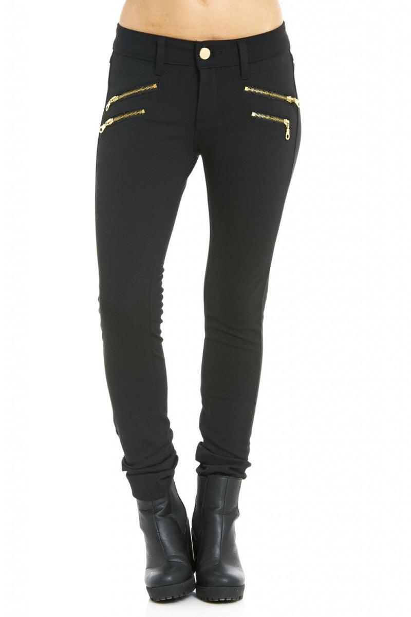 Gold Zip Black Jeans