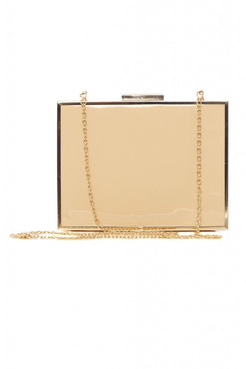 Patent  Gold Edged Box Clutch Bag