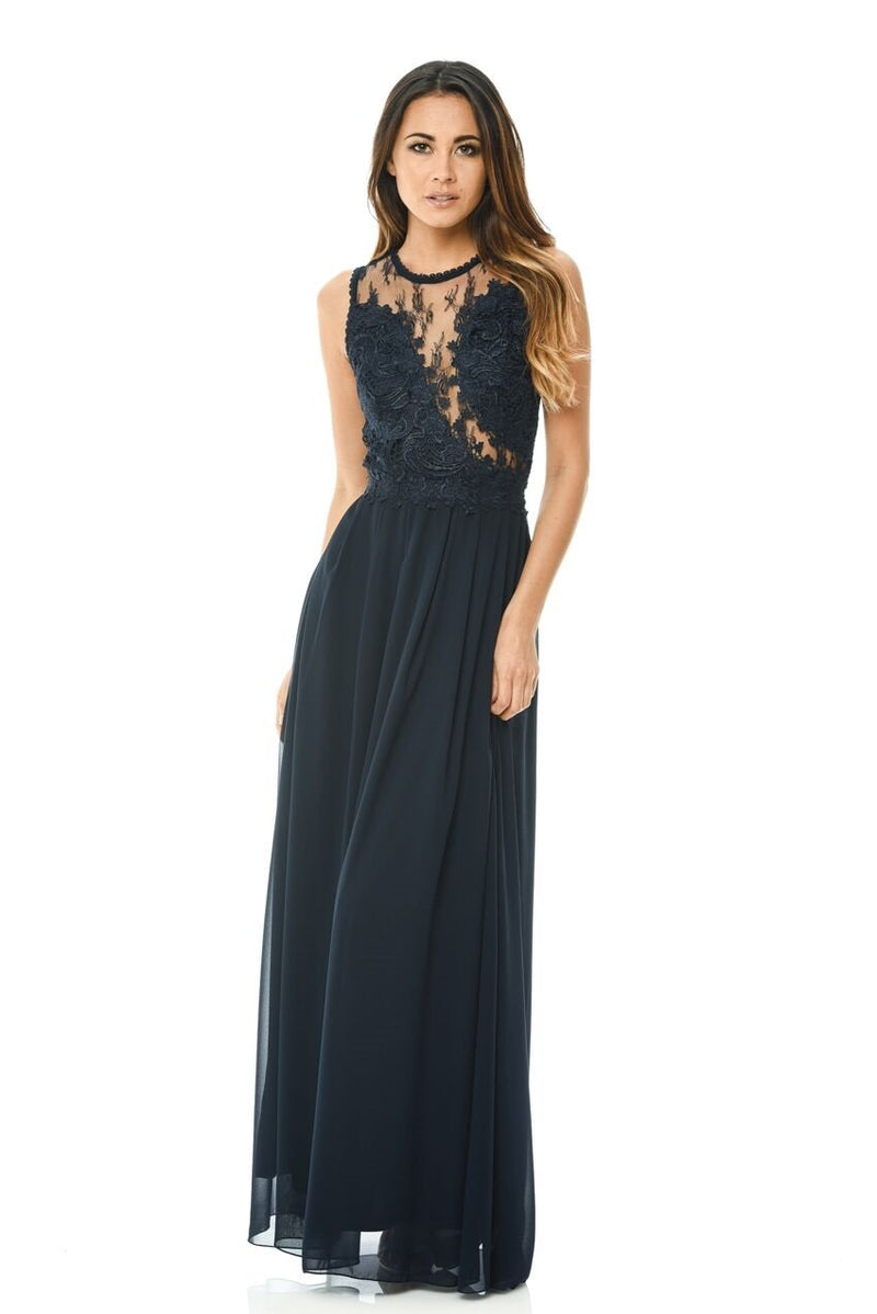 Navy Crochet Top Maxi Dress