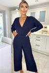 Navy Bat Wing Jumpsuit