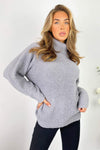 Grey Soft Knit Roll Neck Jumper