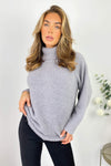 Grey Soft Knit Roll Neck Jumper