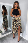 Black Animal Print 2 in 1 Dipped Hem Midi Dress