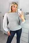 Grey Cable Raglan Sleeve Jumper