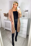 Camel Fluffy Long Cardigan