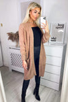 Camel Fluffy Long Cardigan